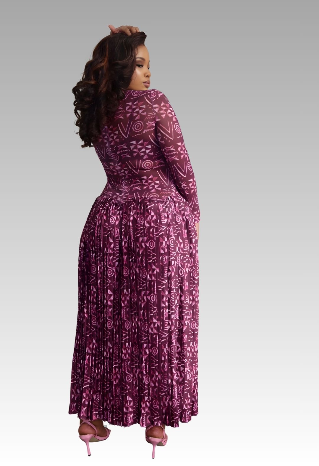 Geo Pleated Maxi Dress