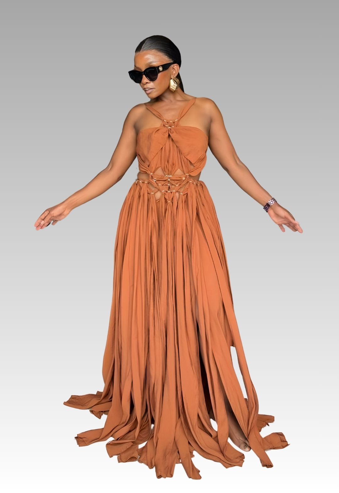 Terracotta Cut-Out Maxi Dress