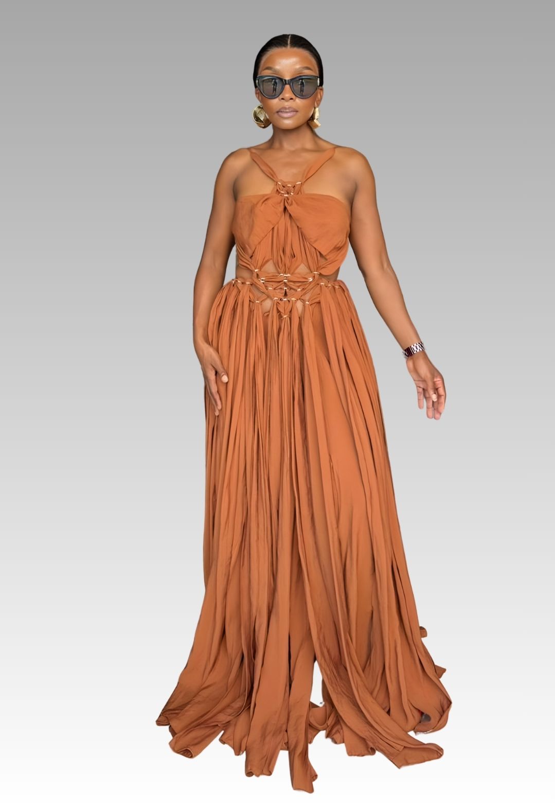 Terracotta Cut-Out Maxi Dress